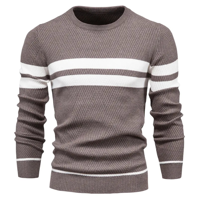 Krohn-e | Strickpullover mit Weißen Streifen Baumwolle Modern, Bequem