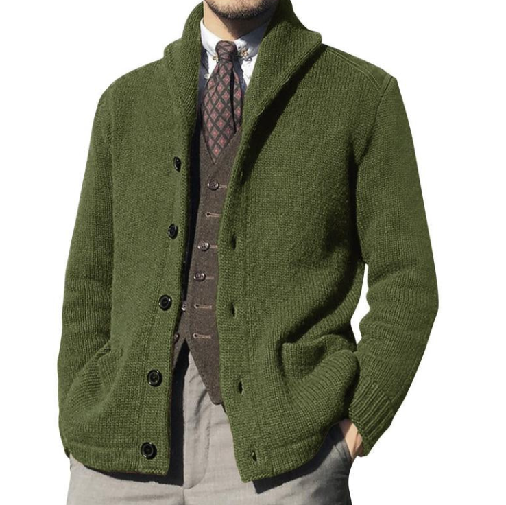 Krohn-e | Klassisches gestricktes Herrenjackett mit Knöpfen