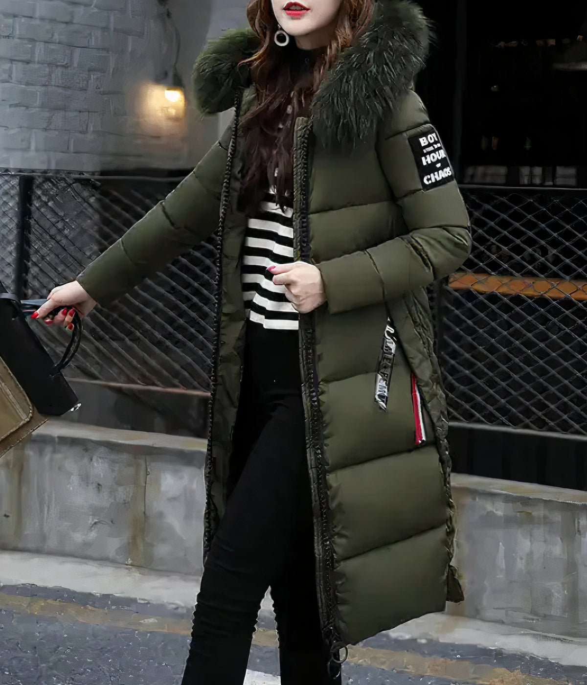 Langmantel mit Pelzkragen: Modell Kora