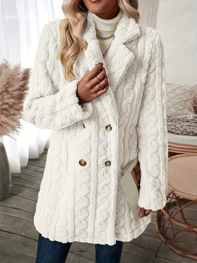 Krohn-e | Langer Strickmantel mit Revers für Damen - Winter