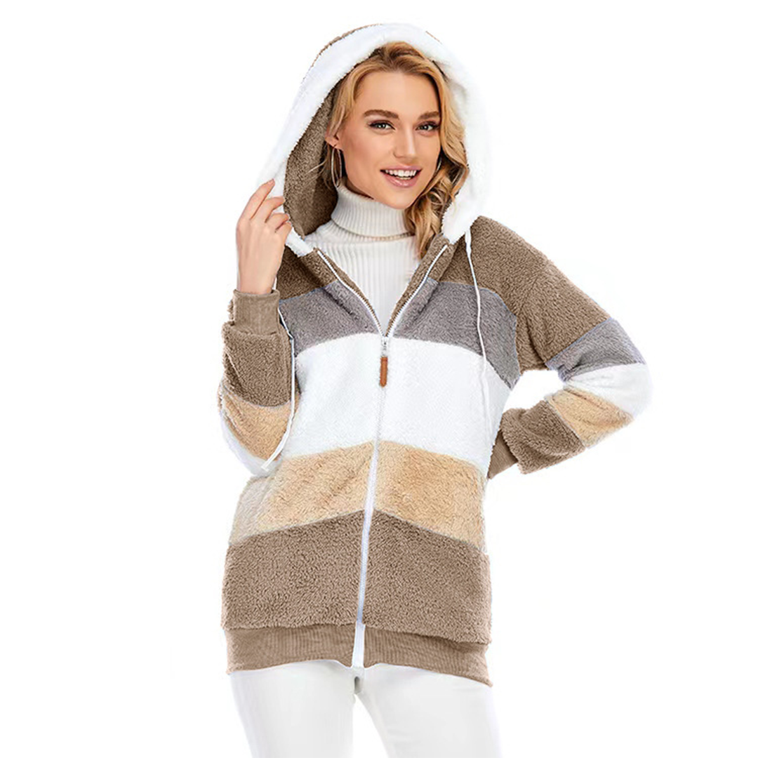 Krohn-e | Farbblock Fuzzy Jacke Für Damen