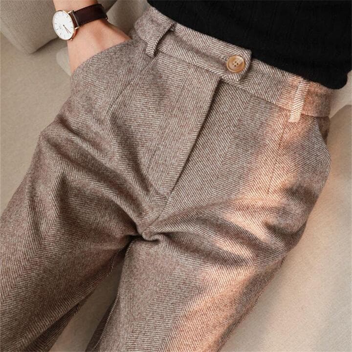 KROHN-E Damen Elegante Stoffhose Klassische Passform