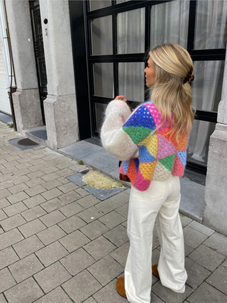 Krohn-e | Bunte Patchwork Strickjacke Für Damen
