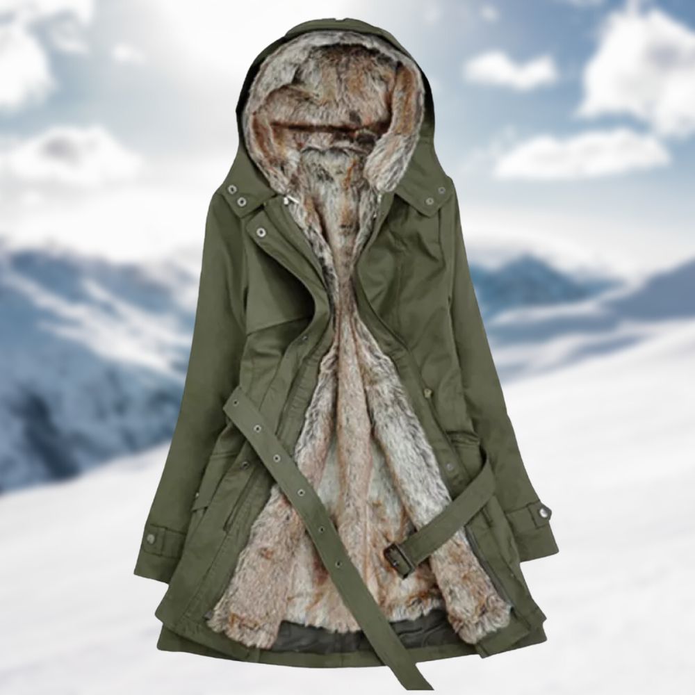 Krohn-e | mit Verstellbarem Bund und Kunstpelzkragen für Damen Ideal für den Winter