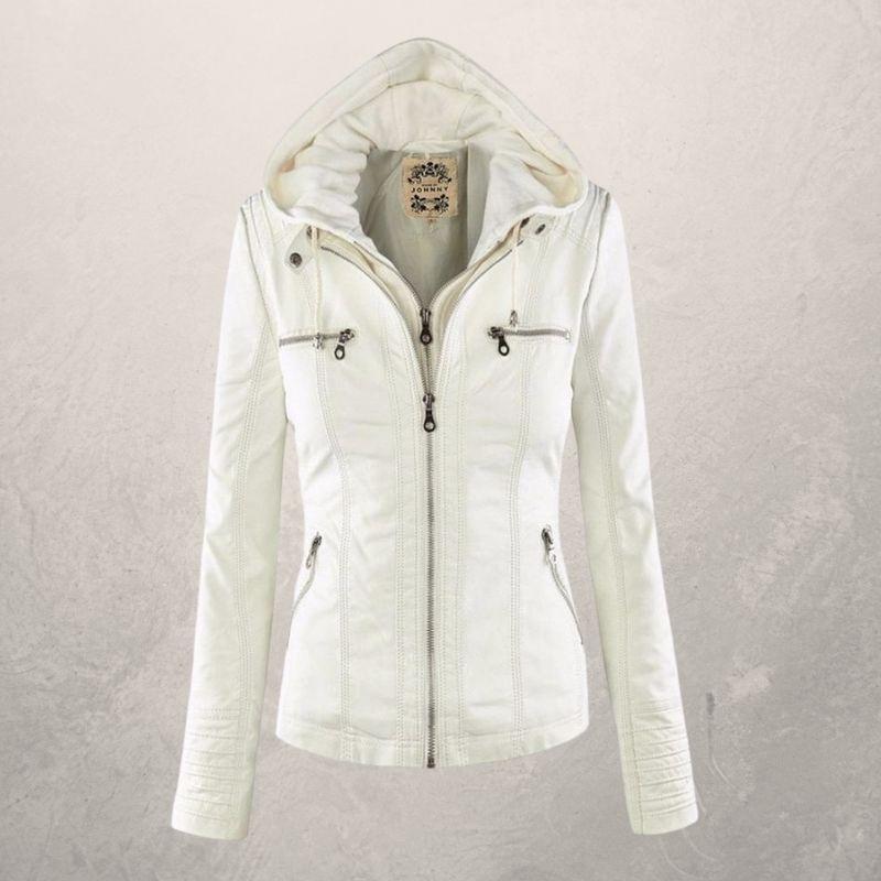 Krohn-e | Lederjacke - Kunstleder Slim Fit Kapuzenzip-Jacke