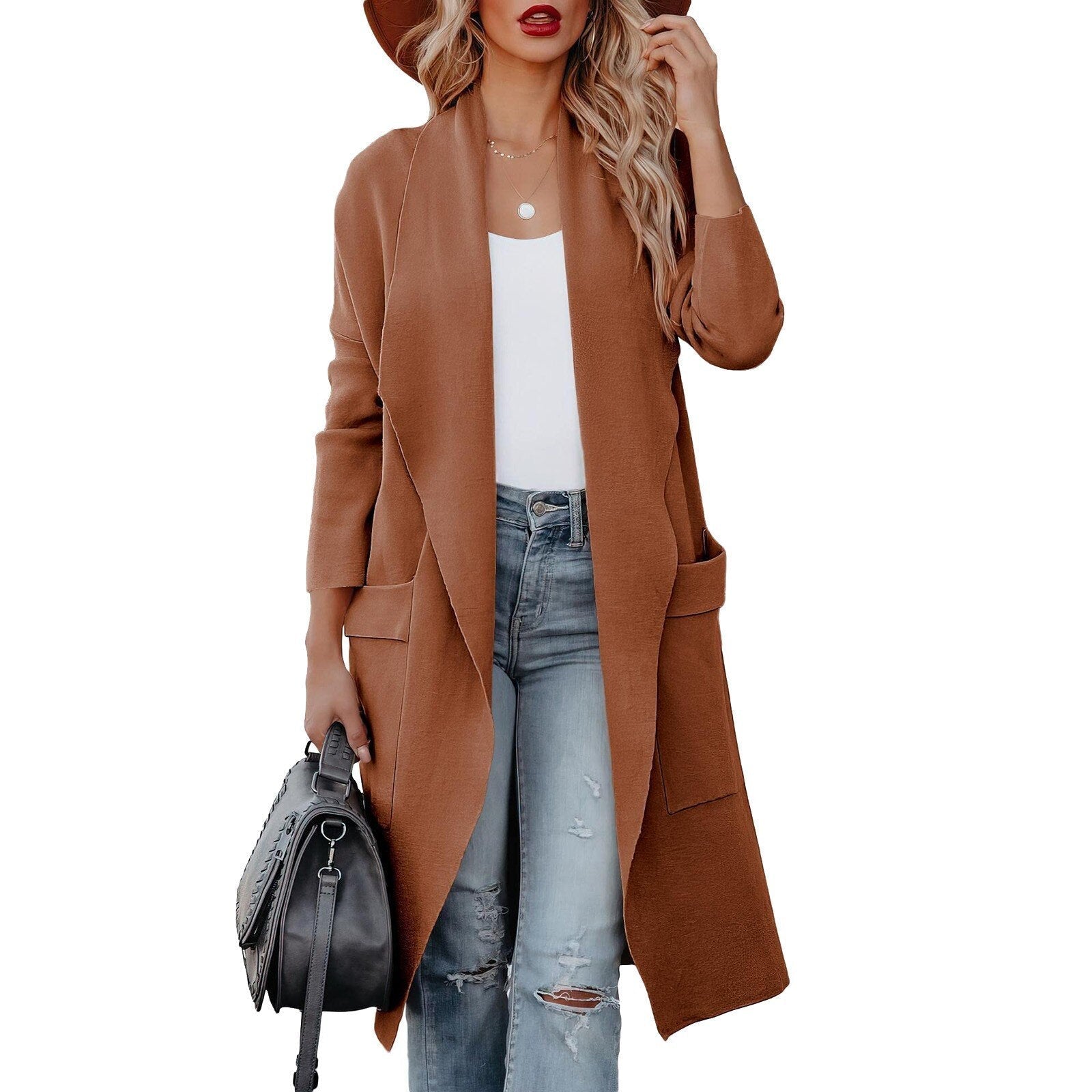 Krohn-e | Eleganter Strick Winter Suede Mantel für Frauen