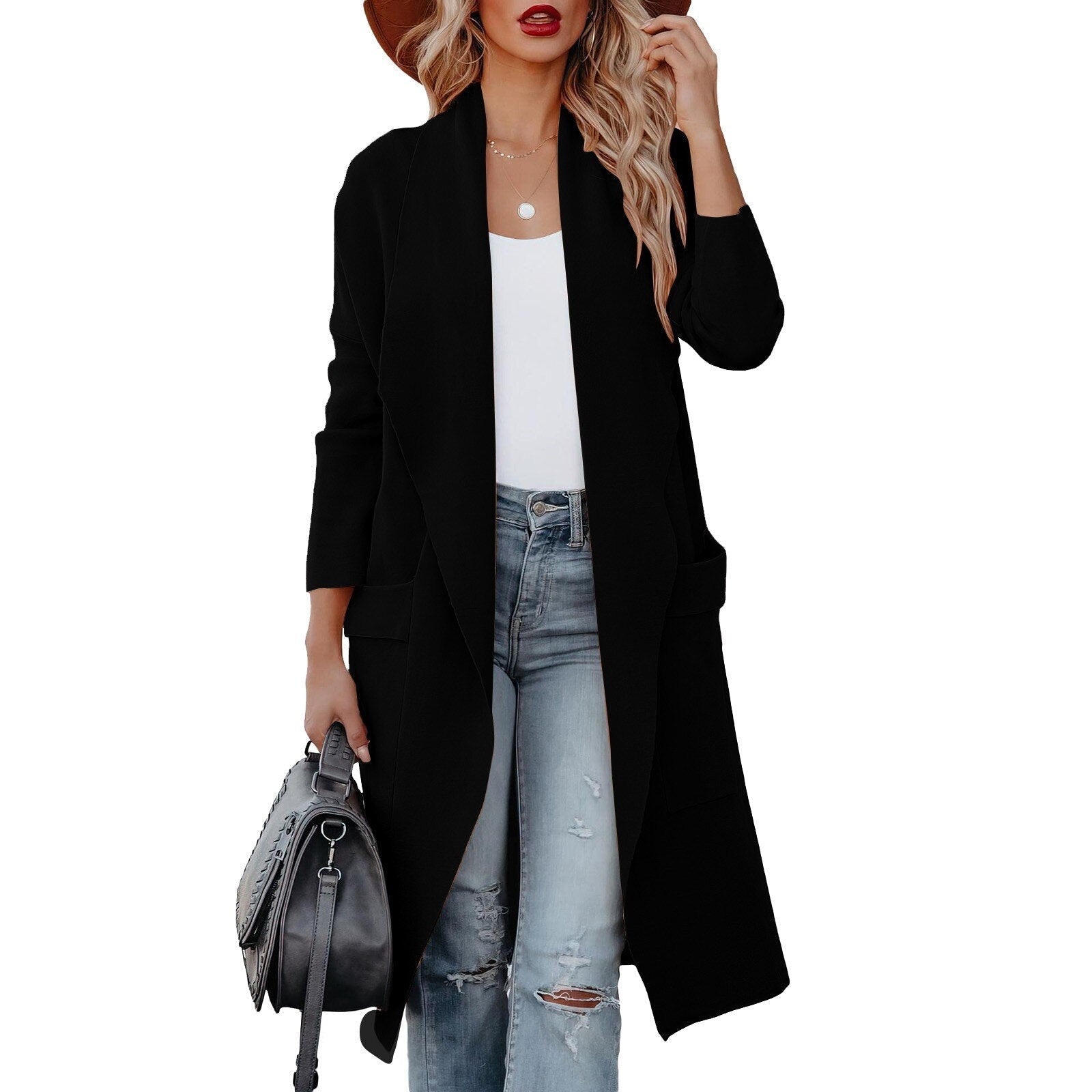 Krohn-e | Eleganter Strick Winter Suede Mantel für Frauen