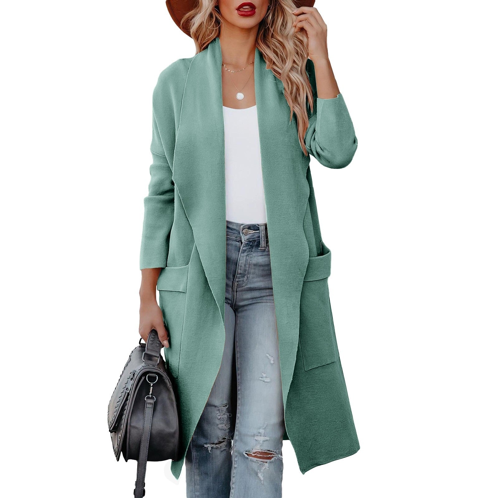 Krohn-e | Eleganter Strick Winter Suede Mantel für Frauen