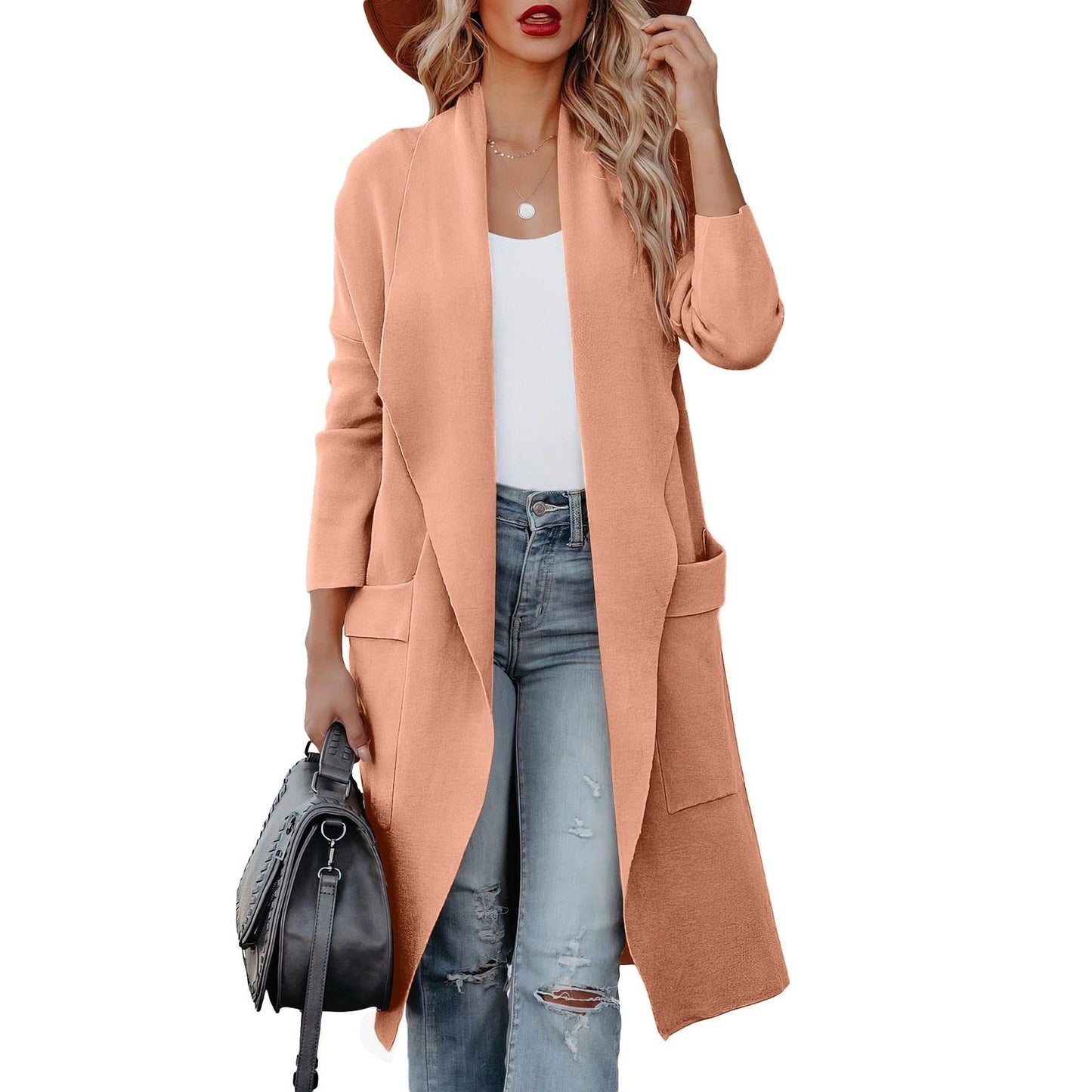 Krohn-e | Eleganter Strick Winter Suede Mantel für Frauen