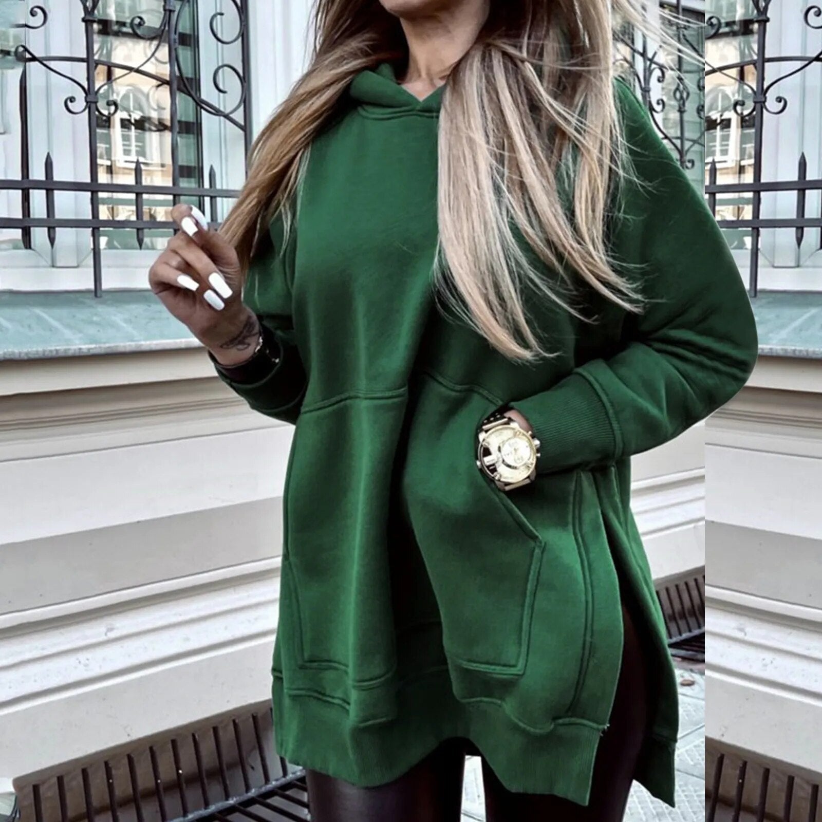 Krohn-e | Stilvolle Jacke mit Kapuze und Schlitz