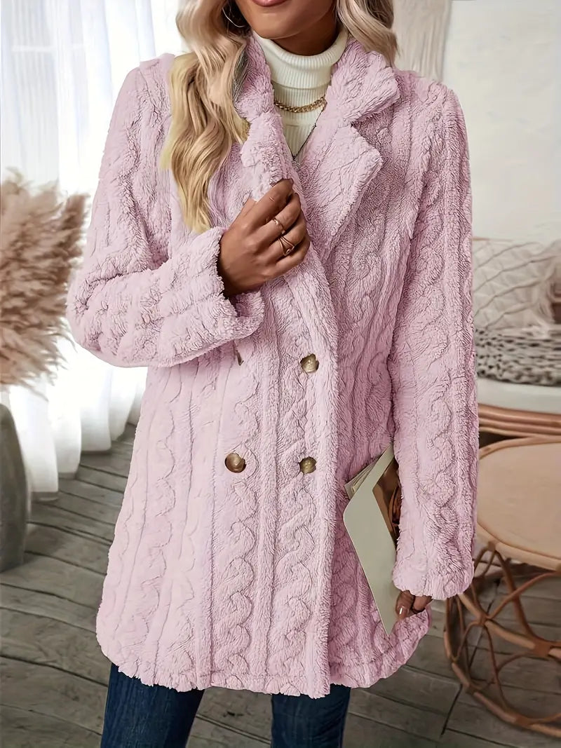 Krohn-e | Langer Strickmantel mit Revers für Damen - Winter