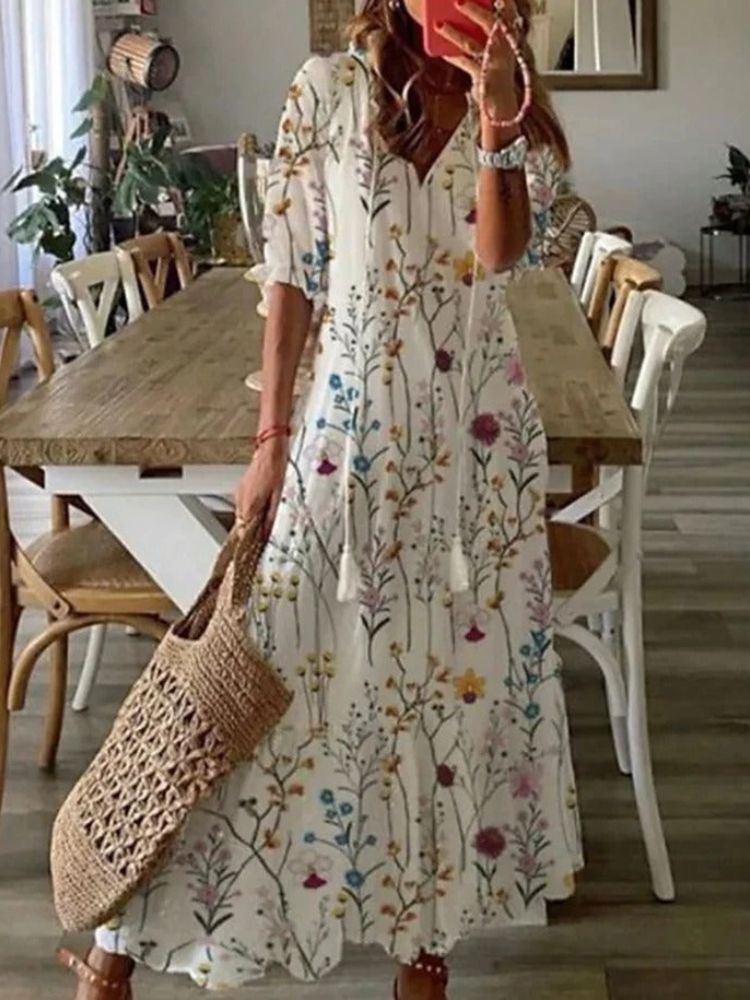 Maxikleid aus Samt in Blumenmuster - Lesha