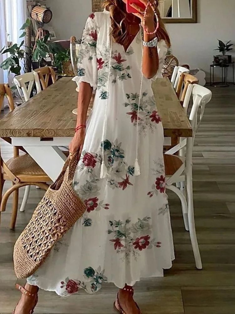 Maxikleid aus Samt in Blumenmuster - Lesha