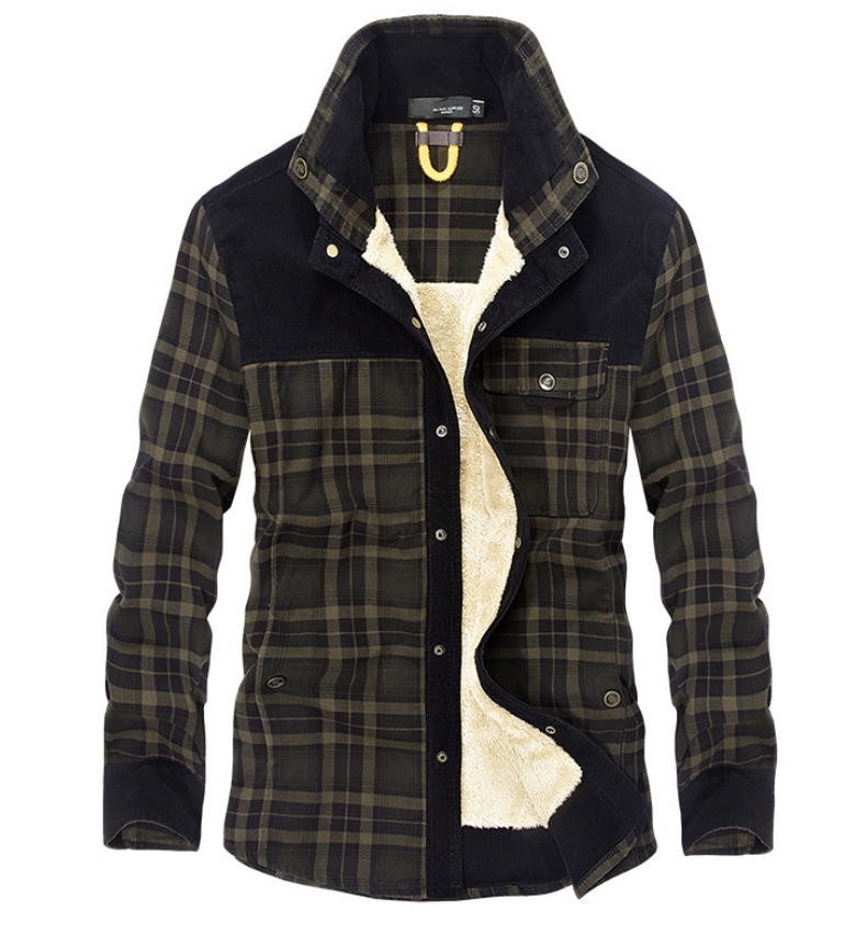 Krohn-e | Flanell Winterjacke für Herren mit Stehkragen