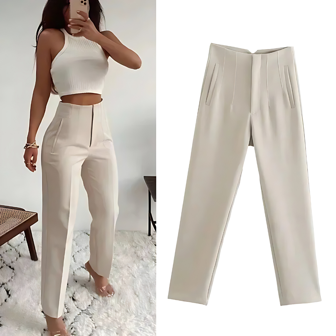 Damens Hose mit hoher Taille - Traf Fashion