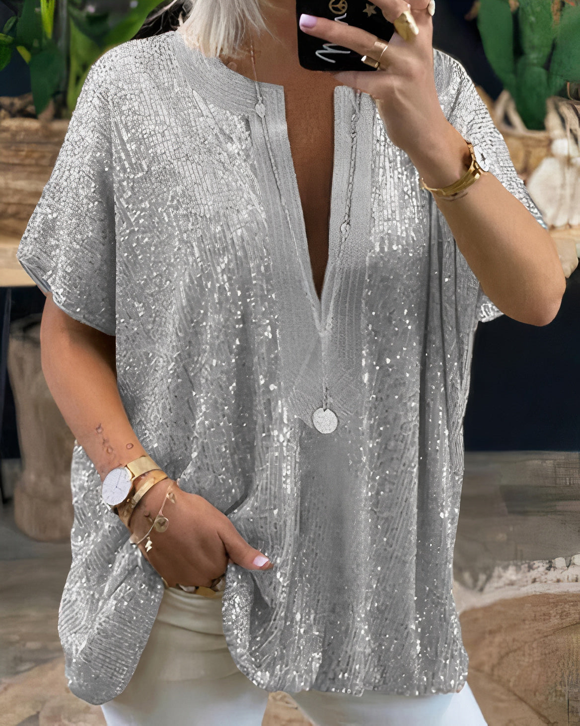 Schicke Paillettenbluse für Damen - Lotti