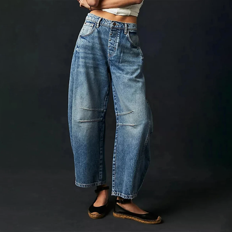 Yareli Damenhose: Weite Hose mit hoher Taille im lässigen Stil
