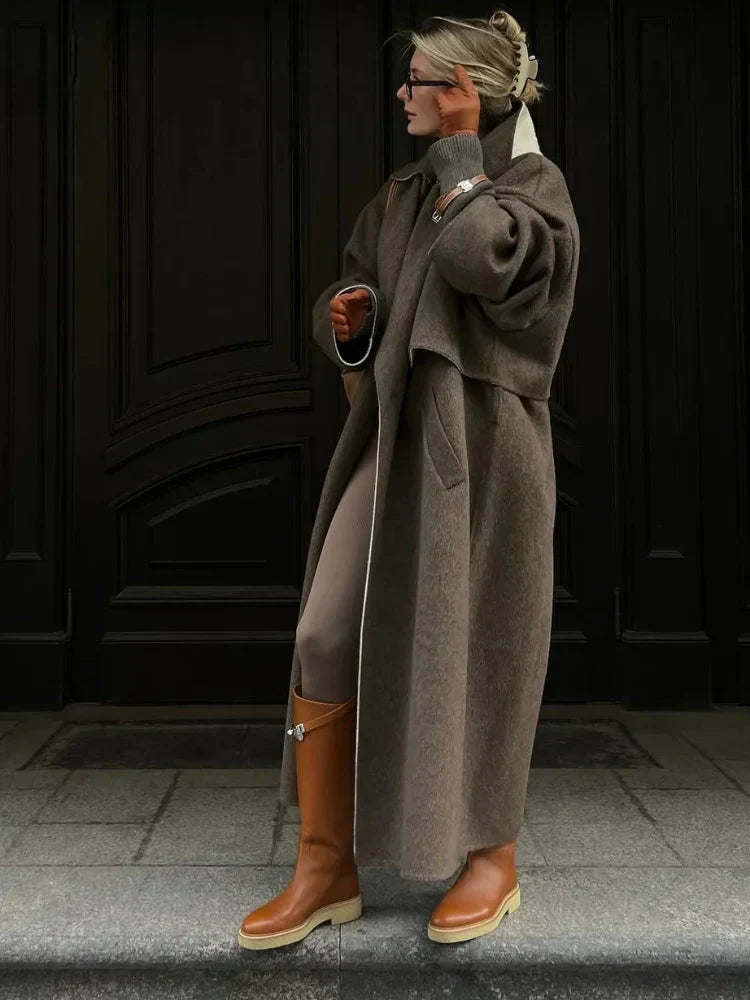 Krohn-e | Wollmantel Übergroß Woll-Trenchcoat
