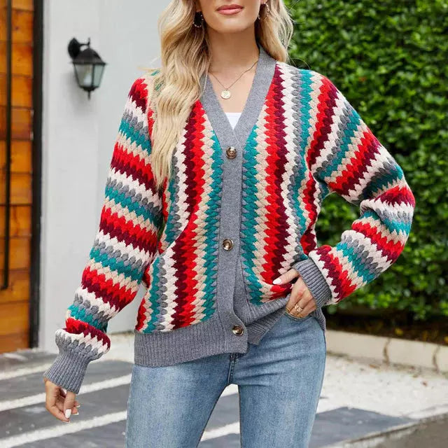 Krohn-e | Bunter Strick Strickjacke