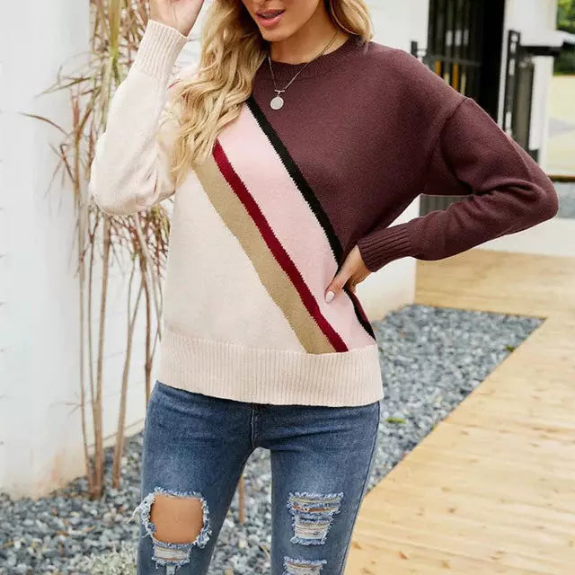 Krohn-e | Gestreifter Strickpullover mit Breiten Linien