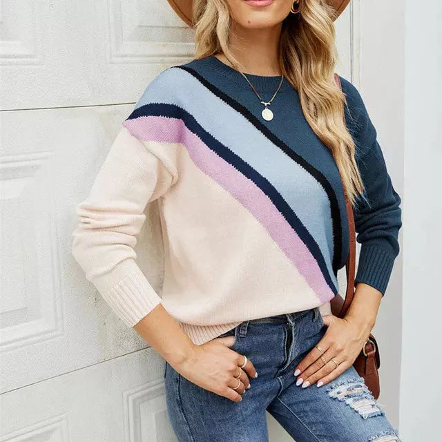 Krohn-e | Gestreifter Strickpullover mit Breiten Linien