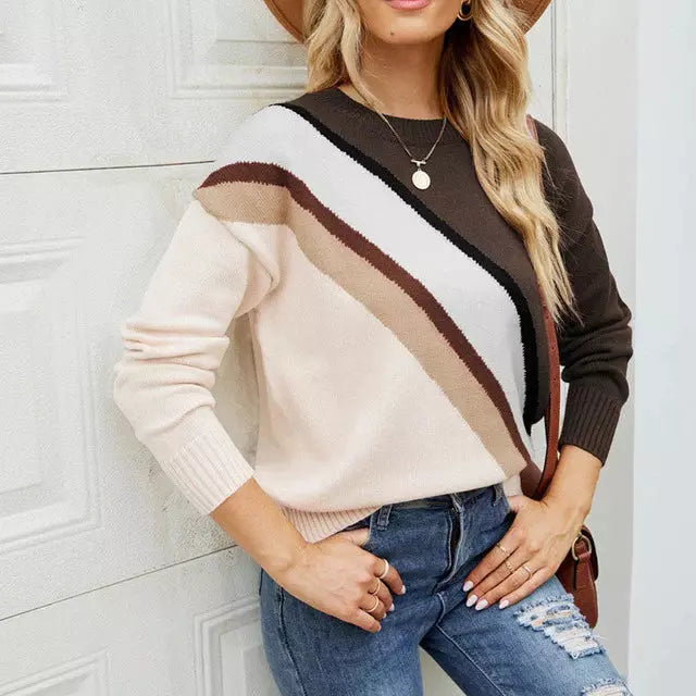 Krohn-e | Gestreifter Strickpullover mit Breiten Linien