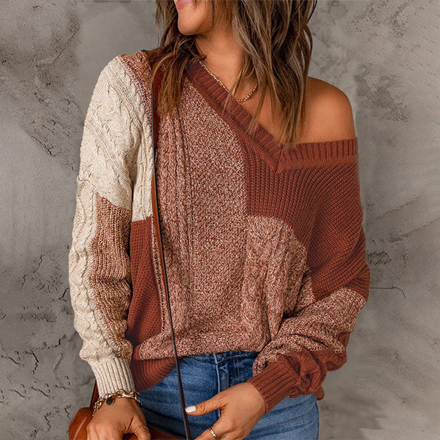 Krohn-e | Patchwork Strickpullover mit Farbkontrasten