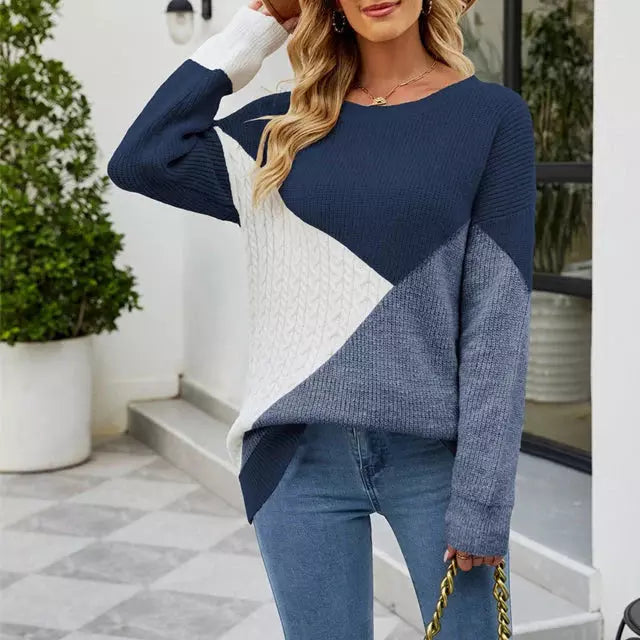Krohn-e | Patchwork Strickpullover mit Kreativem Muster
