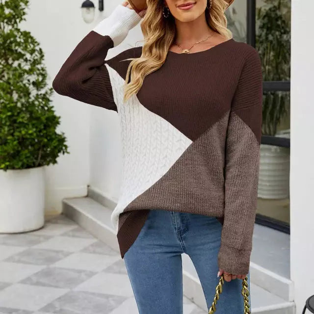 Krohn-e | Patchwork Strickpullover mit Kreativem Muster