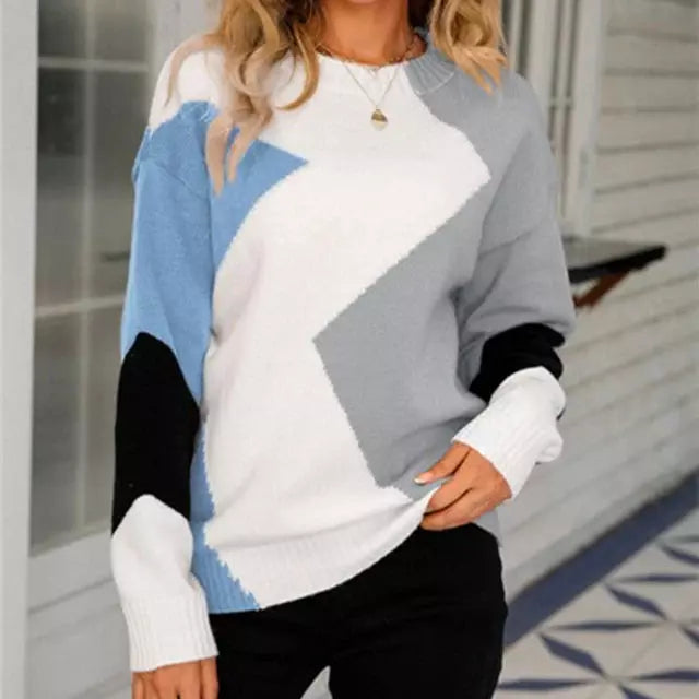 Krohn-e | Pullover in Kontrastfarbe mit Geripptem Saum