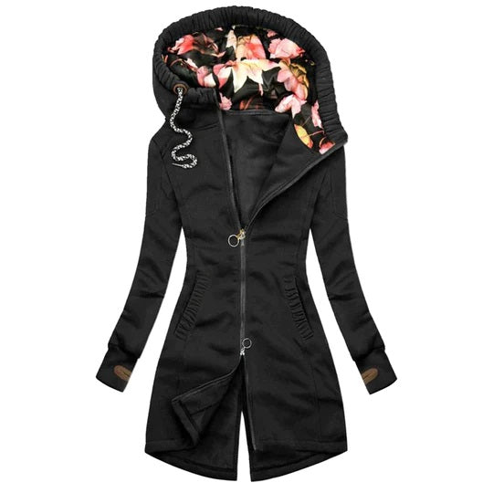 Elegantes, langes Damen-Wintermäntel mit Kapuze von Leilani