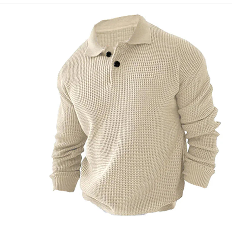 Lennox Polohemd mit strukturiertem Muster und langen Ärmeln