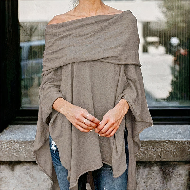 Fudus Damen Off-Shoulder Langarm-Oberteil Cian Fashion
