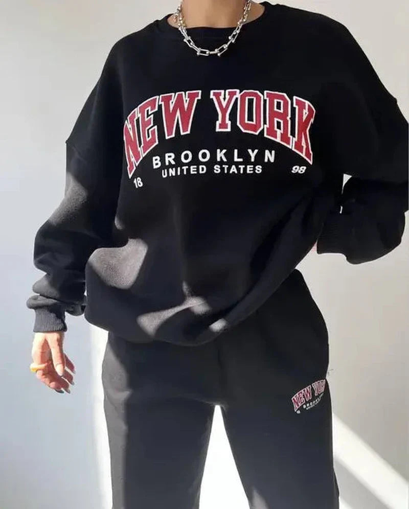 Bequemer Baumwollmischpullover im New Yorker Stil von Fudus