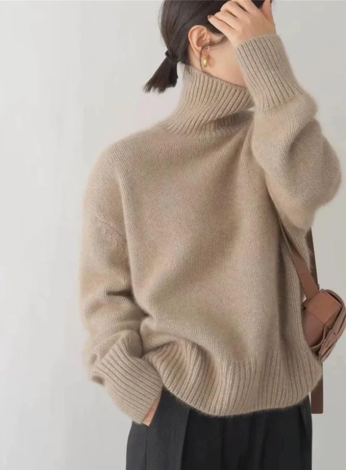 KROHN-E Damen Rollkragenpullover Weiche Strickware Gemütlich