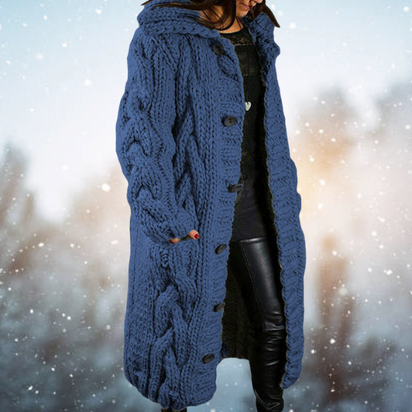 Krohn-e | Verlängerte Strickjacke mit Geflochtenem Design Robuste Acrylwolle Perfekt für Kaltes Wetter