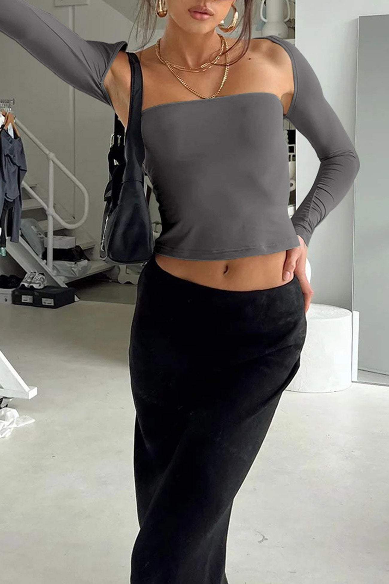 Fudus Zweiteiliges Top: Ärmelloser Cardigan und Trägertop