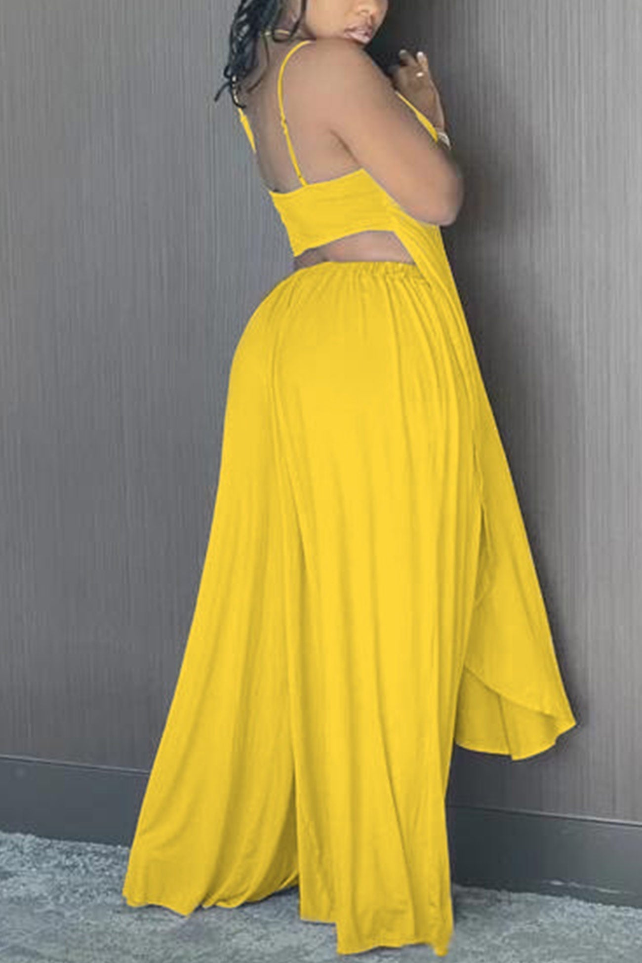 Fudus Cut Cami Top and Wide-Leg Pants Set