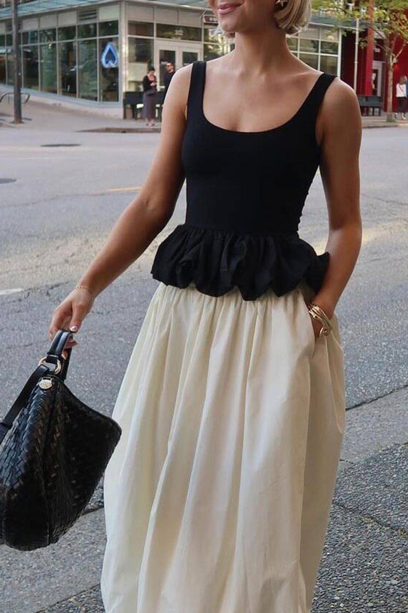 Baumwoll-Tanktop von Fudus, gerafft geschnitten