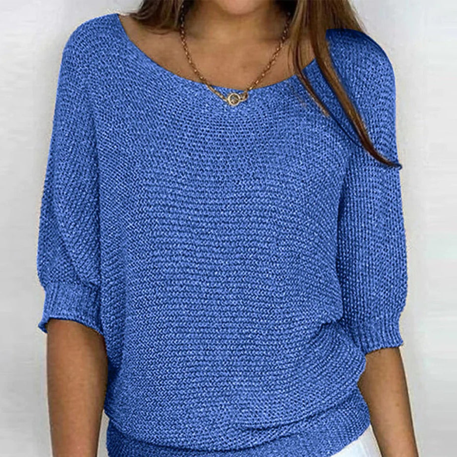 Krohn-e | Luftige Damenbluse mit Stilvollem Gestricktem Muster