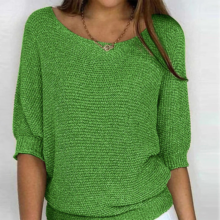 Krohn-e | Luftige Damenbluse mit Stilvollem Gestricktem Muster