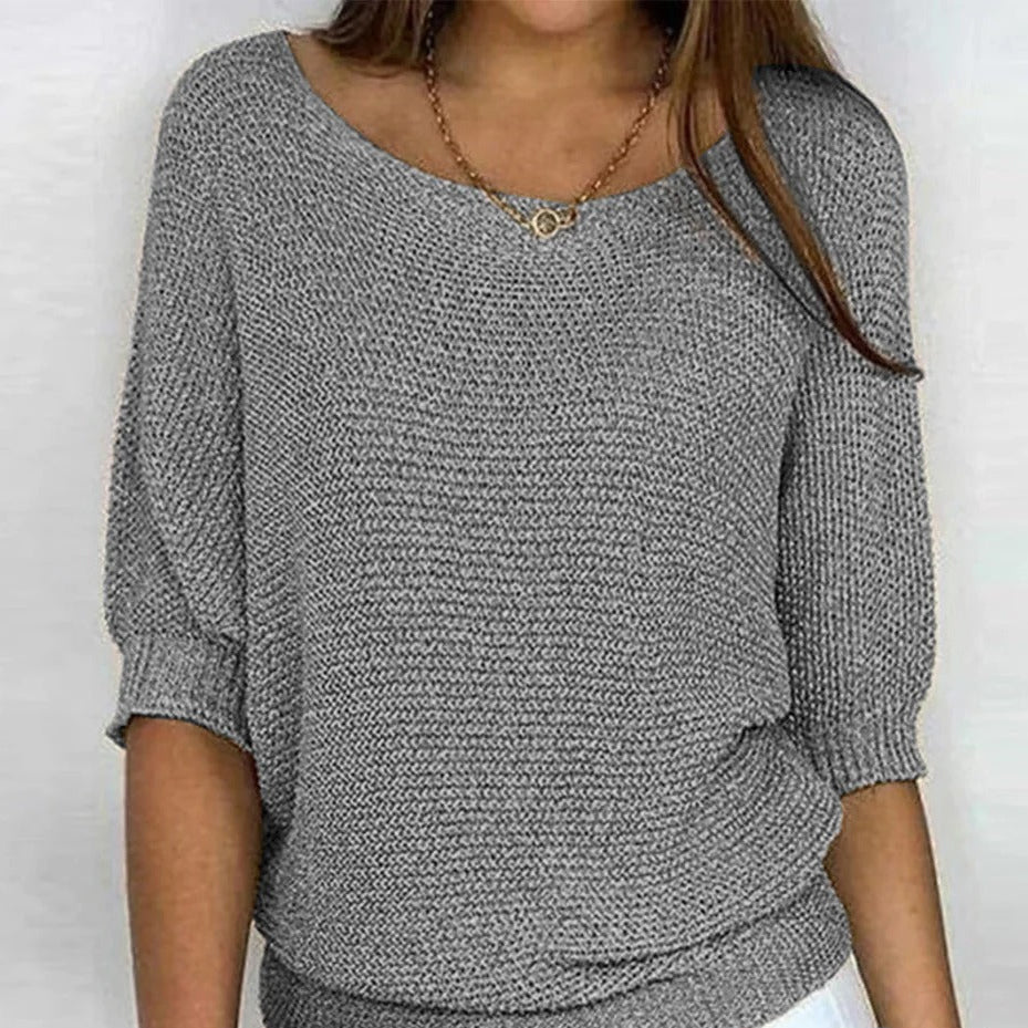 Krohn-e | Luftige Damenbluse mit Stilvollem Gestricktem Muster