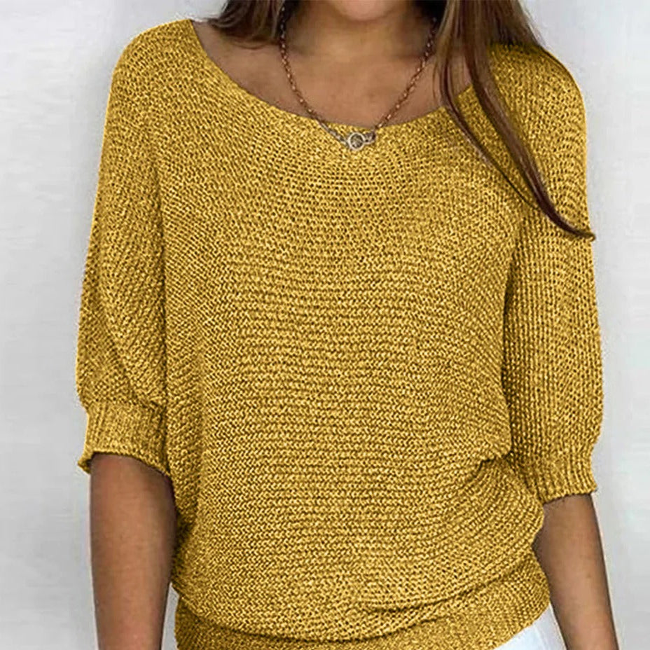 Krohn-e | Luftige Damenbluse mit Stilvollem Gestricktem Muster