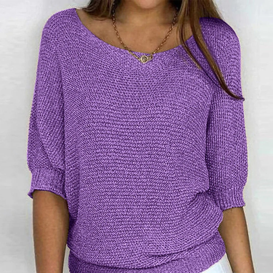Krohn-e | Luftige Damenbluse mit Stilvollem Gestricktem Muster