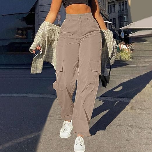 Krohn-e | High Waist Cargo Hose mit Seitlichem Ladevorgang Streetstyle