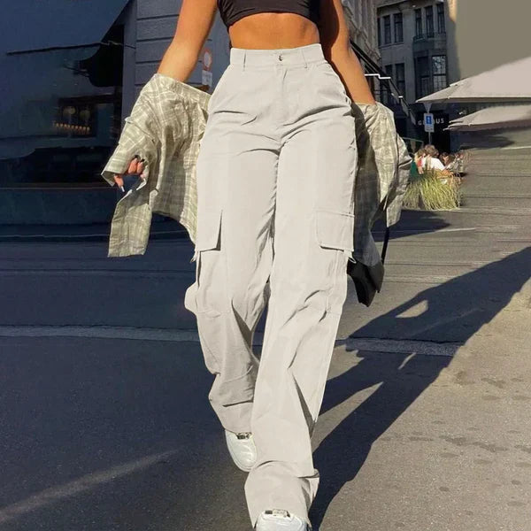 Krohn-e | High Waist Cargo Hose mit Seitlichem Ladevorgang Streetstyle