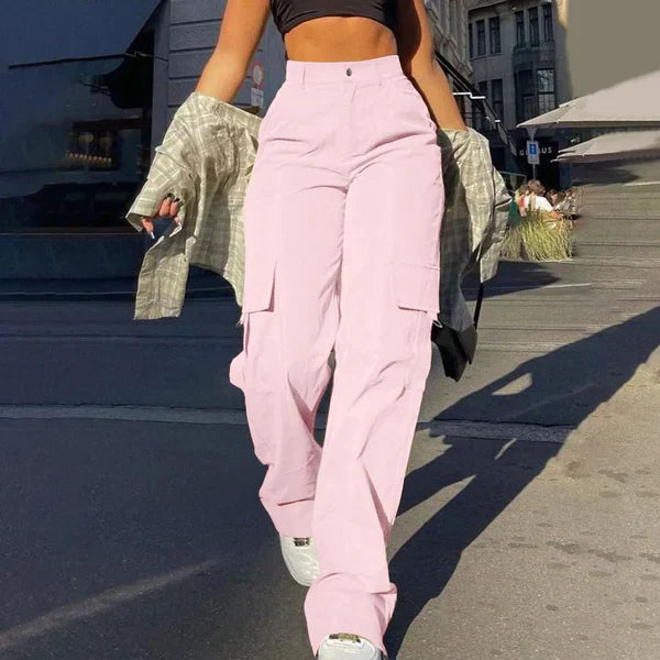 Krohn-e | High Waist Cargo Hose mit Seitlichem Ladevorgang Streetstyle