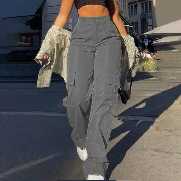 Krohn-e | High Waist Cargo Hose mit Seitlichem Ladevorgang Streetstyle