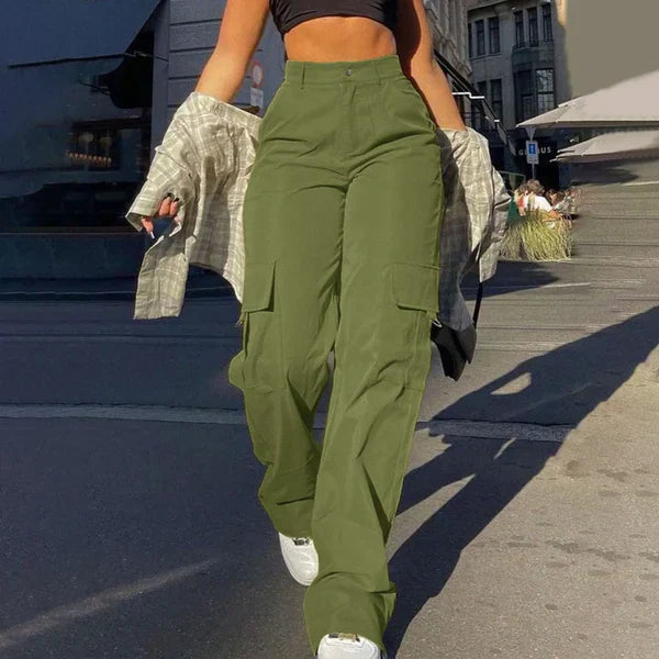 Krohn-e | High Waist Cargo Hose mit Seitlichem Ladevorgang Streetstyle
