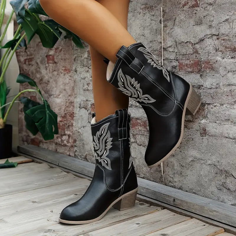 Krohn-e | Cowboy Damen Stiefeletten mit Absatz